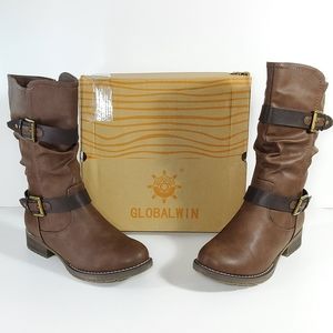 GLOBALWIN Women's Lace Up Back Knee High Fashion Boot